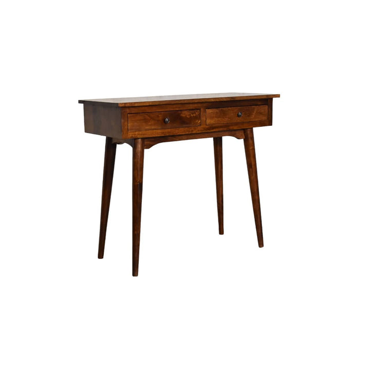 Chestnut Hallway 2 Drawer Console Table - Solid Mango Wood Hallway Console for Entryway - product view 2 showing...