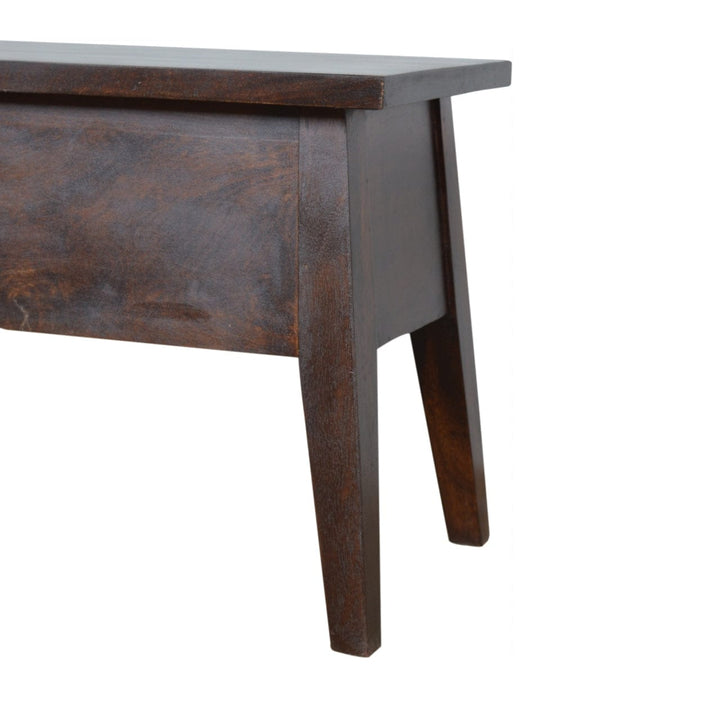 Chestnut Lid Up Storage Bench - Solid Mango Wood Seating Furniture for Entryway - product view 4 showing handcrafted...