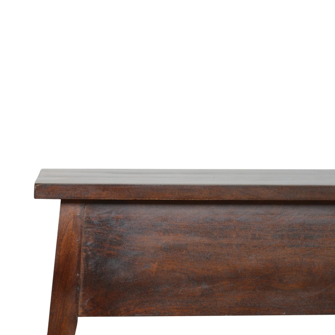 Chestnut Lid Up Storage Bench - Solid Mango Wood Seating Furniture for Entryway - product view 3 showing handcrafted...