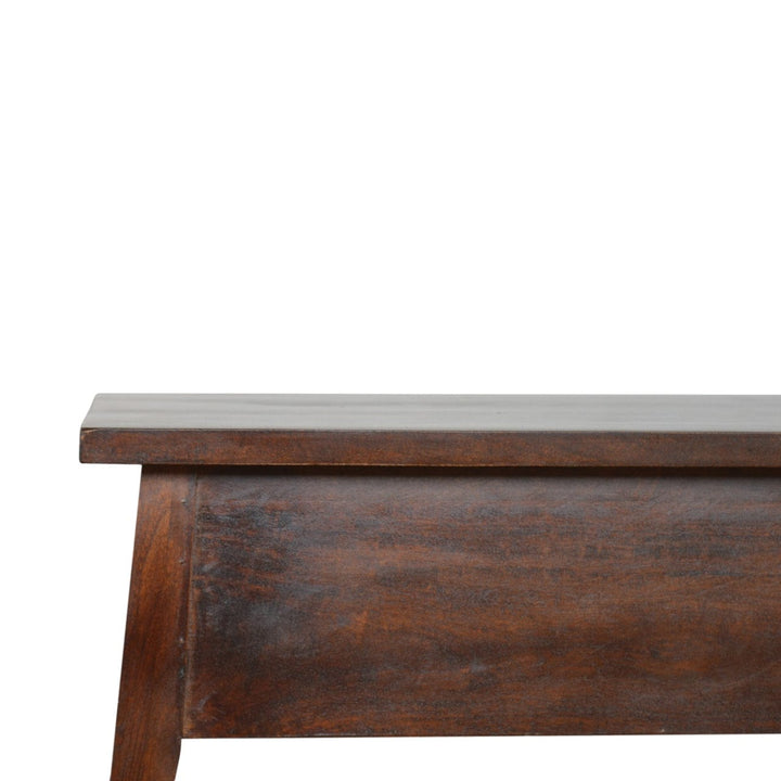 Chestnut Lid Up Storage Bench - Solid Mango Wood Seating Furniture for Entryway - product view 3 showing handcrafted...