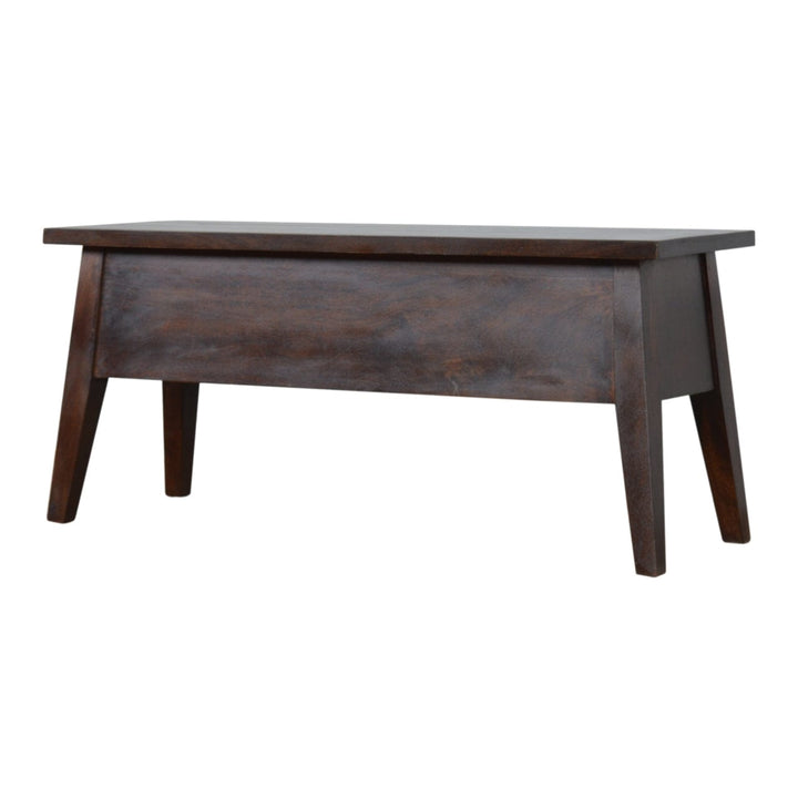 Chestnut Lid Up Storage Bench - Solid Mango Wood Seating Furniture for Entryway - main view showing handcrafted solid...