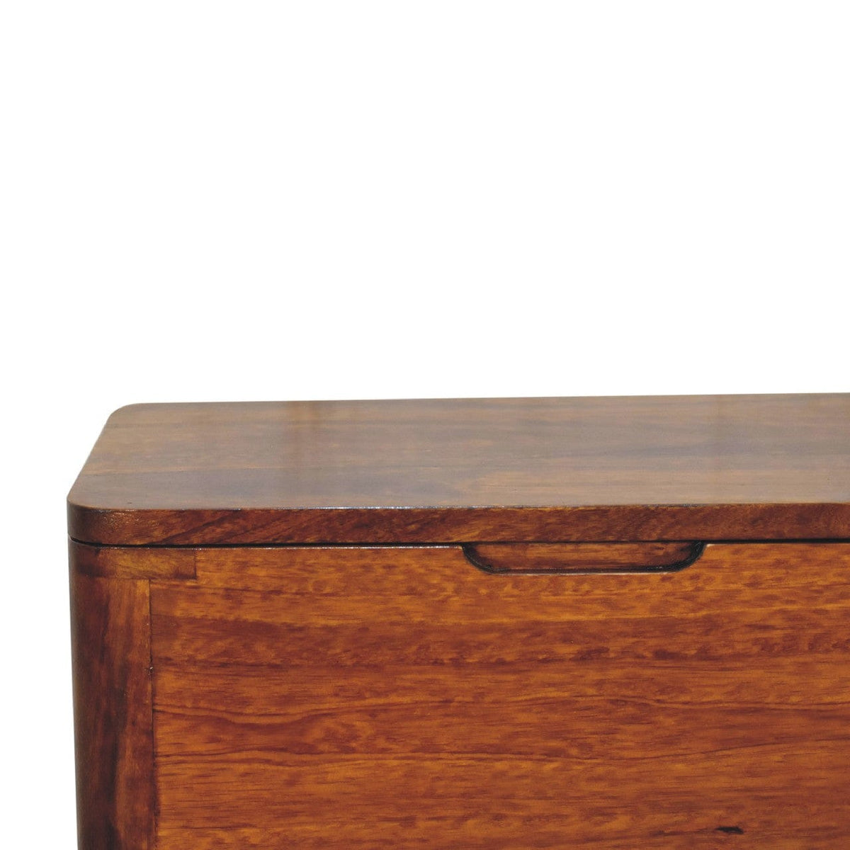 Chestnut Lid-up Storage Stool - Solid Mango Wood Accent Seating - product view 5 showing handcrafted solid mango wood dresser