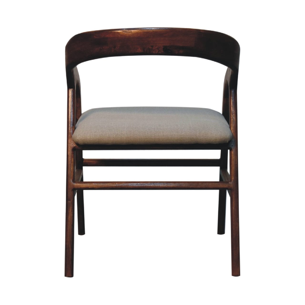 Chestnut Linen Deco Chair for Bedroom in Solid Mango Wood - product view 8 showing handcrafted solid mango wood dresser