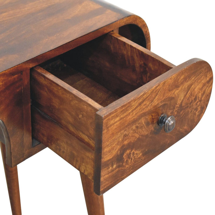 Chestnut London Arch Writing Desk - Solid Mango Wood Writing Table for Home Office - product view 7 showing handcrafted...