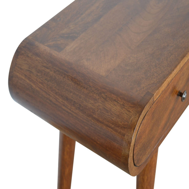 Chestnut London Console Table - Solid Mango Wood Hallway Console for Entryway - product view 6 showing handcrafted solid...