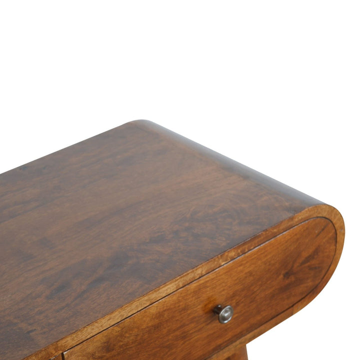 Chestnut London Console Table - Solid Mango Wood Hallway Console for Entryway - product view 3 showing handcrafted solid...