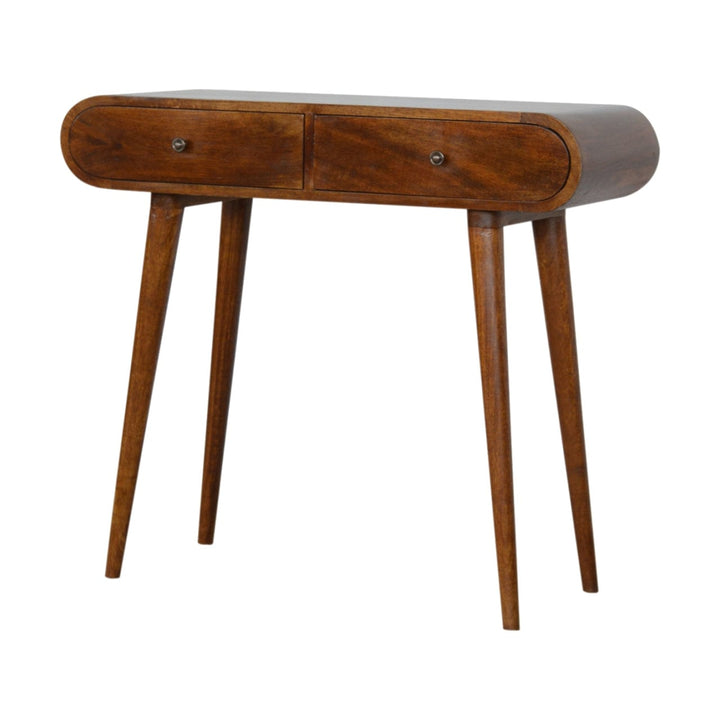 Chestnut London Console Table - Solid Mango Wood Hallway Console for Entryway - product view 2 showing handcrafted solid...