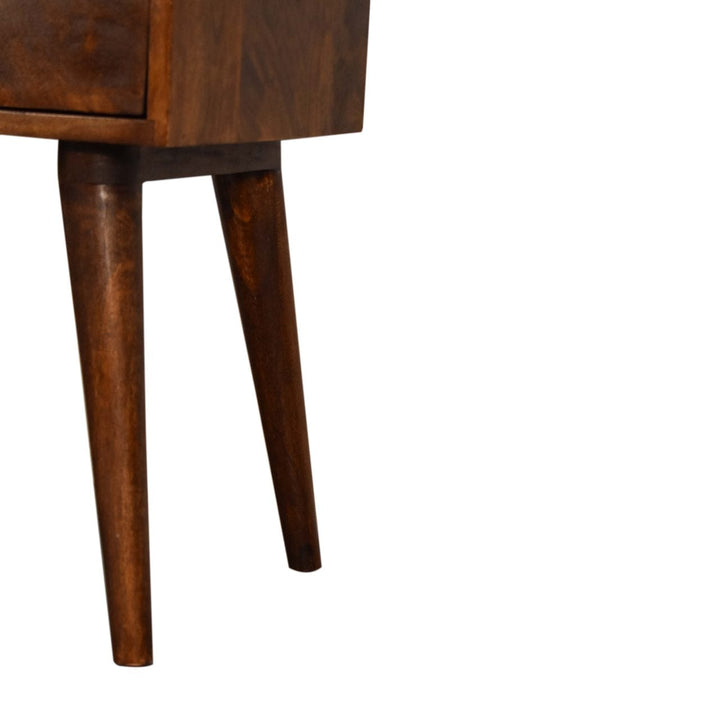 Chestnut Mid-Century Modern Solid Wood Nightstand - Solid Mango Wood Bedside Table for Bedroom - product view 7 showing...