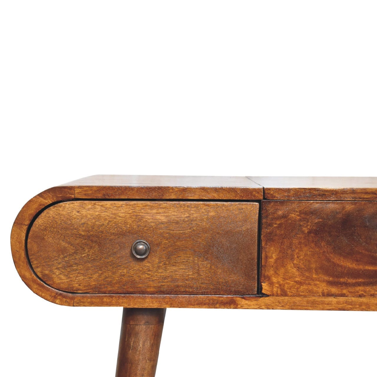 Chestnut Mirror Dressing Table - Solid Mango Wood Vanity Table for Bedroom - product view 6 showing handcrafted solid...