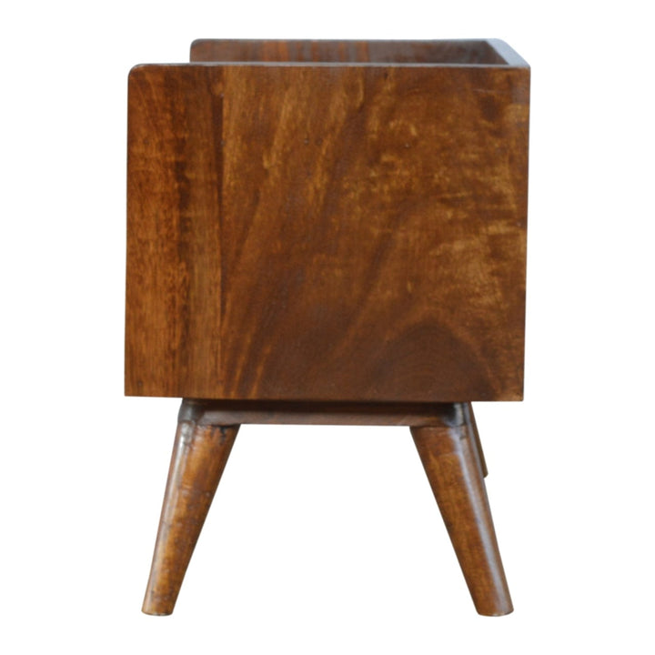 Chestnut Nordic Storage Bench - Solid Mango Wood Seating Furniture for Entryway - product view 8 showing handcrafted...