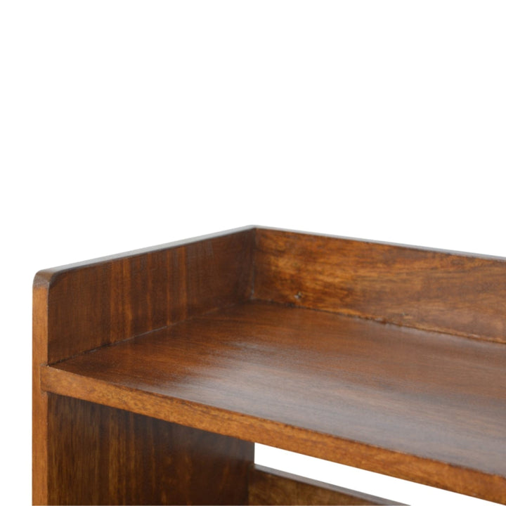 Chestnut Nordic Storage Bench - Solid Mango Wood Seating Furniture for Entryway - product view 7 showing handcrafted...