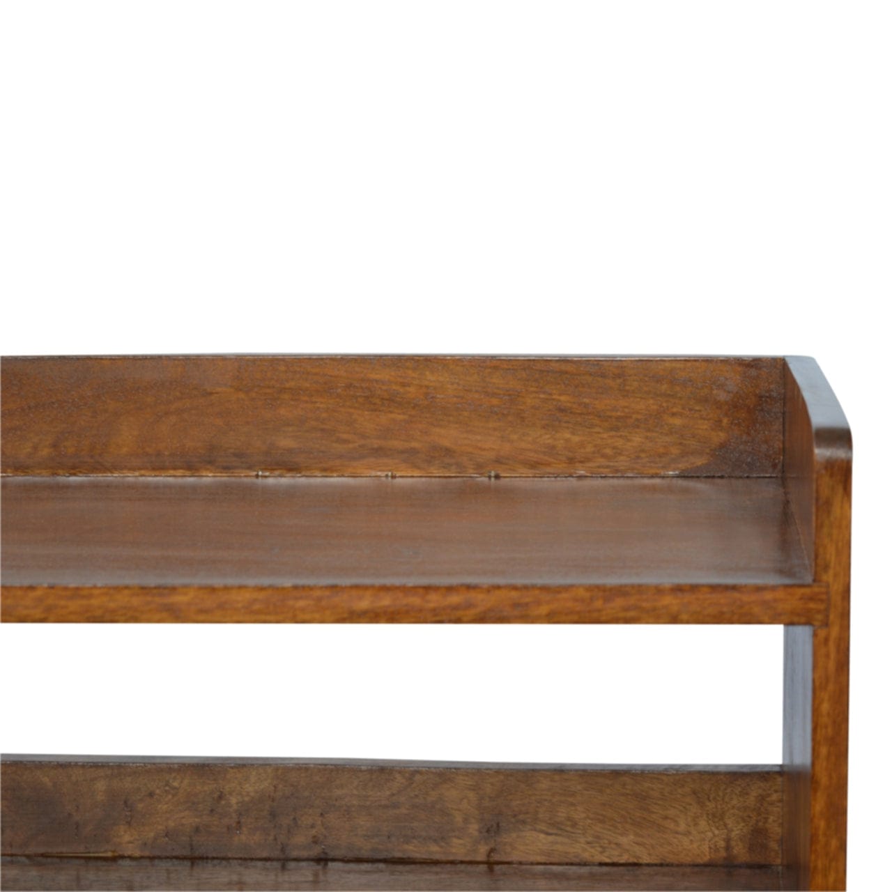 Chestnut Nordic Storage Bench - Solid Mango Wood Seating Furniture for Entryway - product view 6 showing handcrafted...