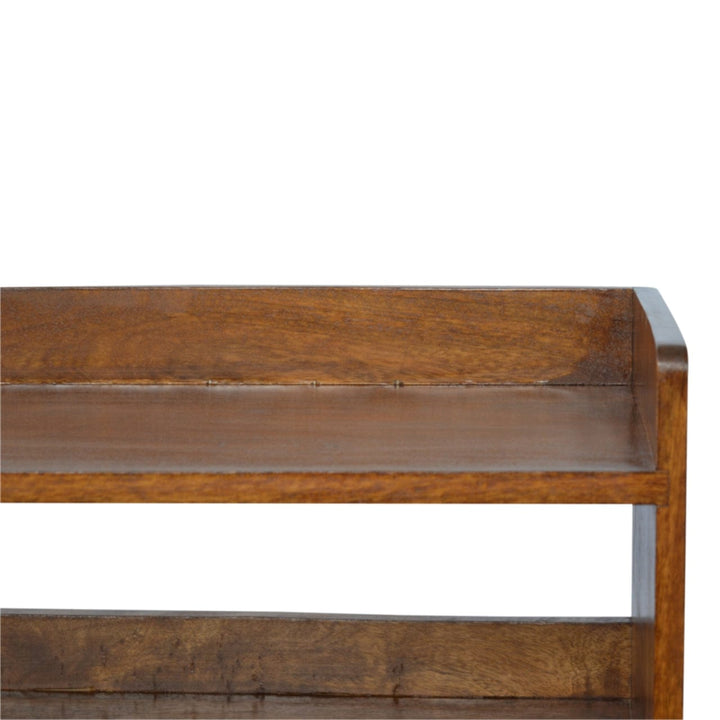 Chestnut Nordic Storage Bench - Solid Mango Wood Seating Furniture for Entryway - product view 6 showing handcrafted...