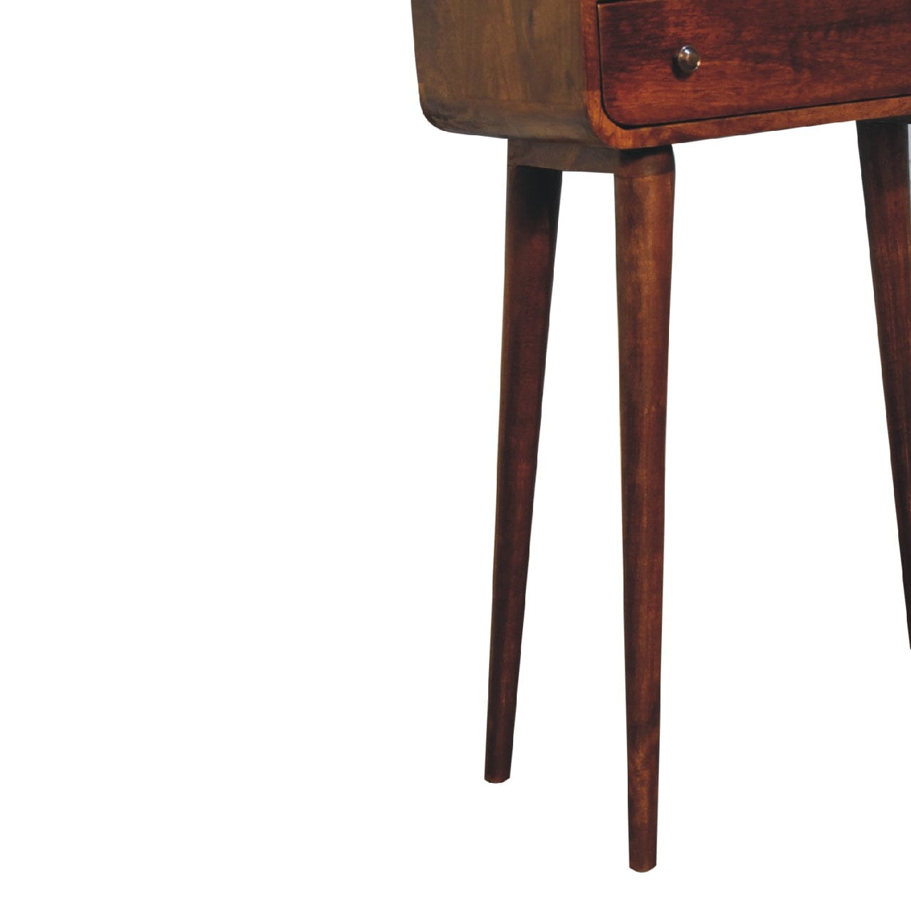 Chestnut Nordic Style One Drawer & Open Slot Console Table - Solid Mango Wood Hallway Console for Entryway - product view...