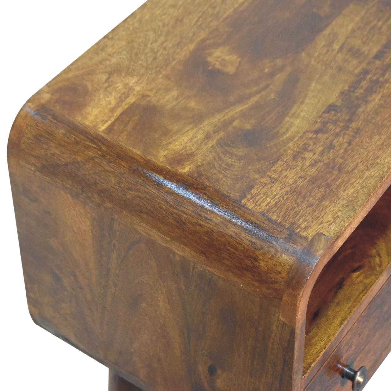 Chestnut Nordic Style One Drawer & Open Slot Console Table - Solid Mango Wood Hallway Console for Entryway - product view...