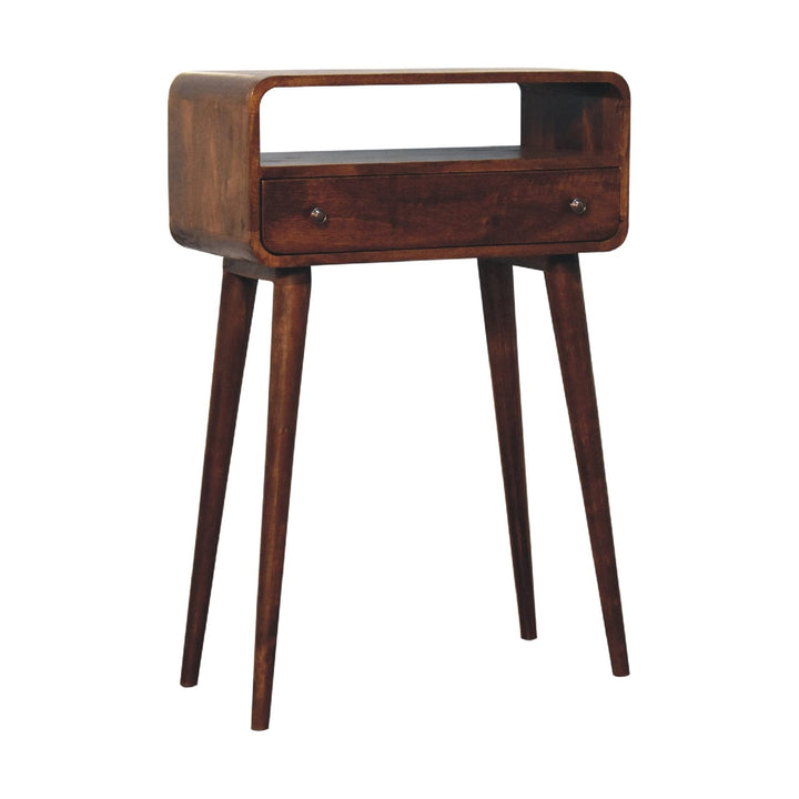 Chestnut Nordic Style One Drawer & Open Slot Console Table - Solid Mango Wood Hallway Console for Entryway - product view...