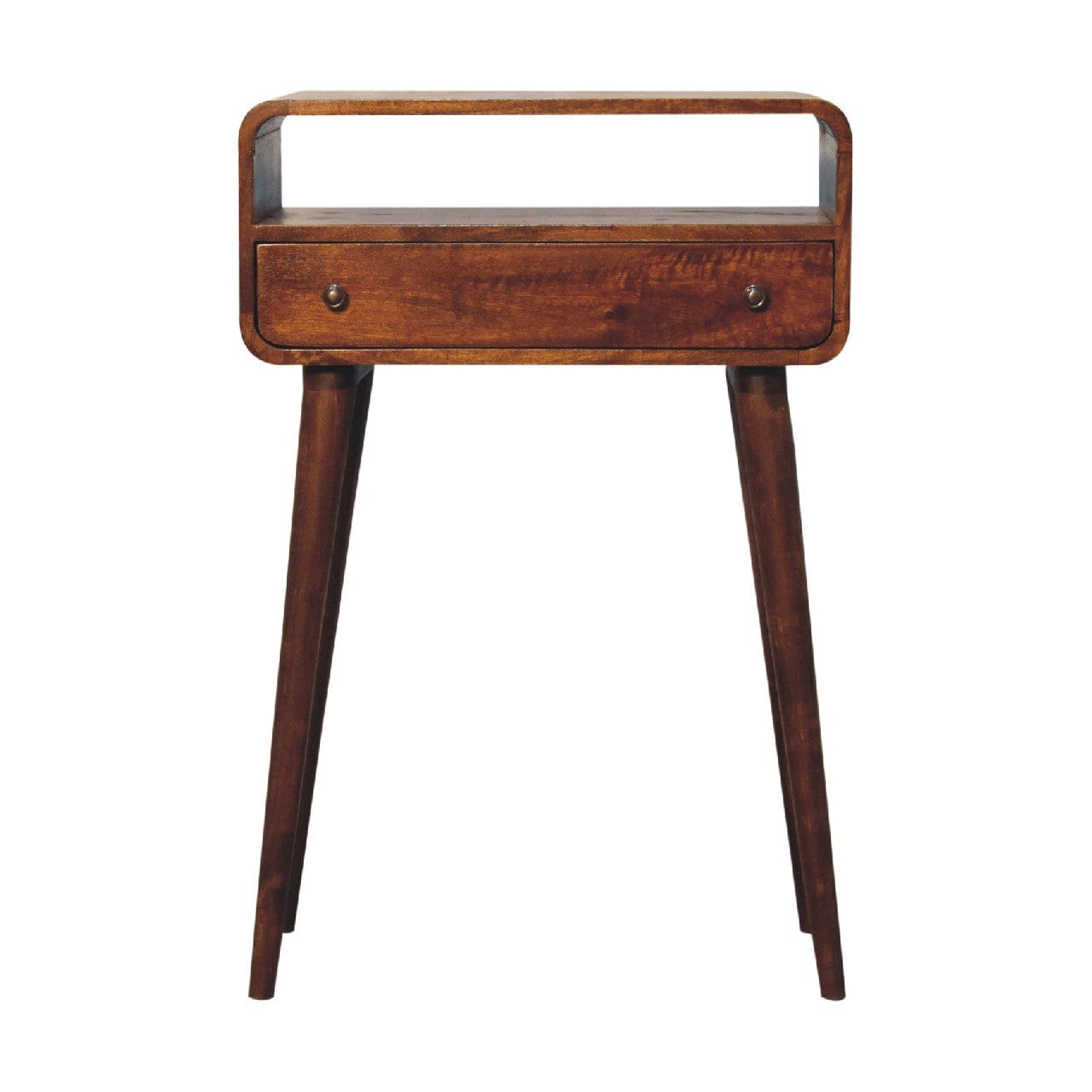 Chestnut Nordic Style One Drawer & Open Slot Console Table - Solid Mango Wood Hallway Console for Entryway - product view...