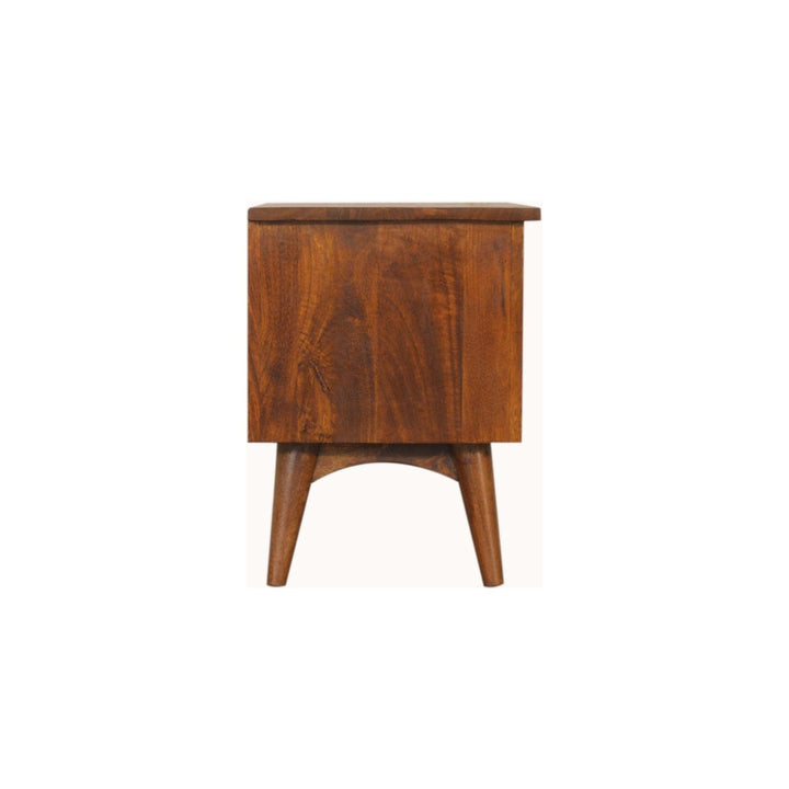 Chestnut Nordic Style TV Unit - Entertainment Center in Solid Mango Wood - product view 8 showing handcrafted solid mango...