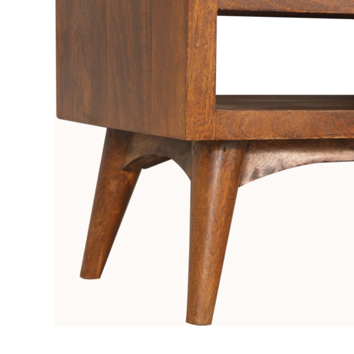 Chestnut Nordic Style TV Unit - Entertainment Center in Solid Mango Wood - product view 7 showing handcrafted solid mango...