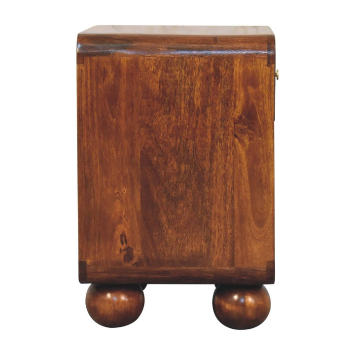 Chestnut Open Woven Nightstand - Solid Mango Wood Bedside Table for Bedroom - product view 9 showing handcrafted solid...