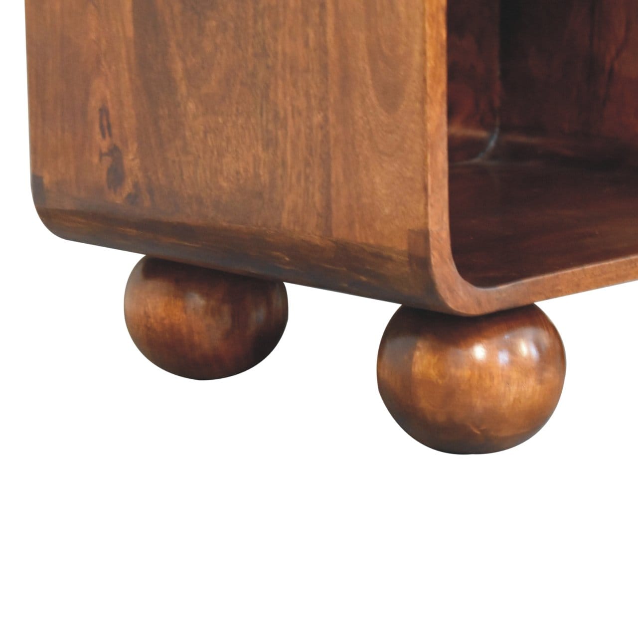 Chestnut Open Woven Nightstand - Solid Mango Wood Bedside Table for Bedroom - product view 8 showing handcrafted solid...