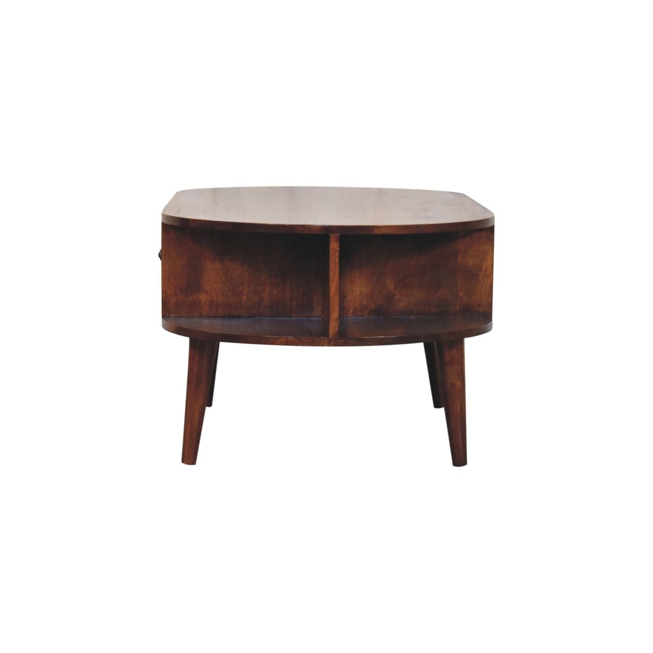 Chestnut Oval Coffee Table - Solid Mango Wood Center Table for Living Room - product view 9 showing handcrafted solid...
