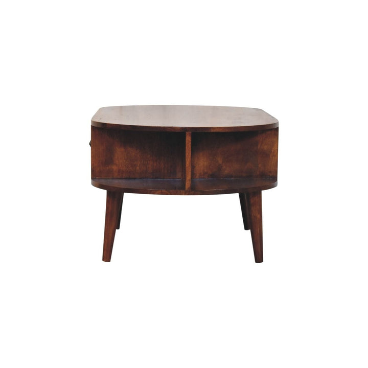Chestnut Oval Coffee Table - Solid Mango Wood Center Table for Living Room - product view 9 showing handcrafted solid...