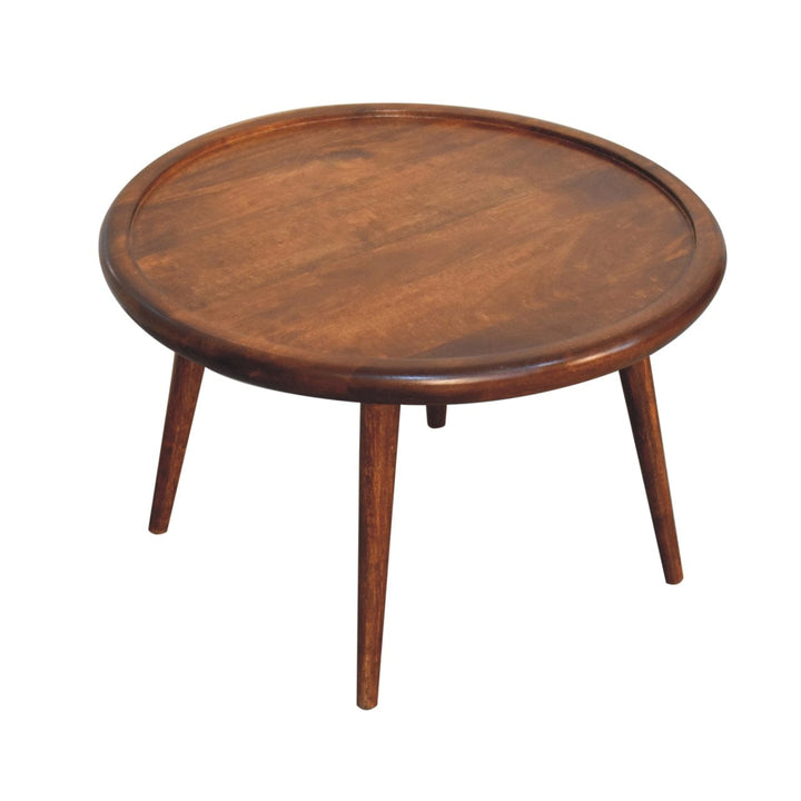Chestnut Plate Coffee Table - Solid Mango Wood Center Table for Living Room - product view 8 showing handcrafted solid...