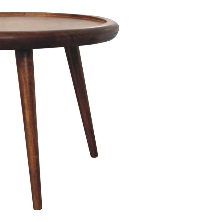 Chestnut Plate Coffee Table - Solid Mango Wood Center Table for Living Room - product view 7 showing handcrafted solid...