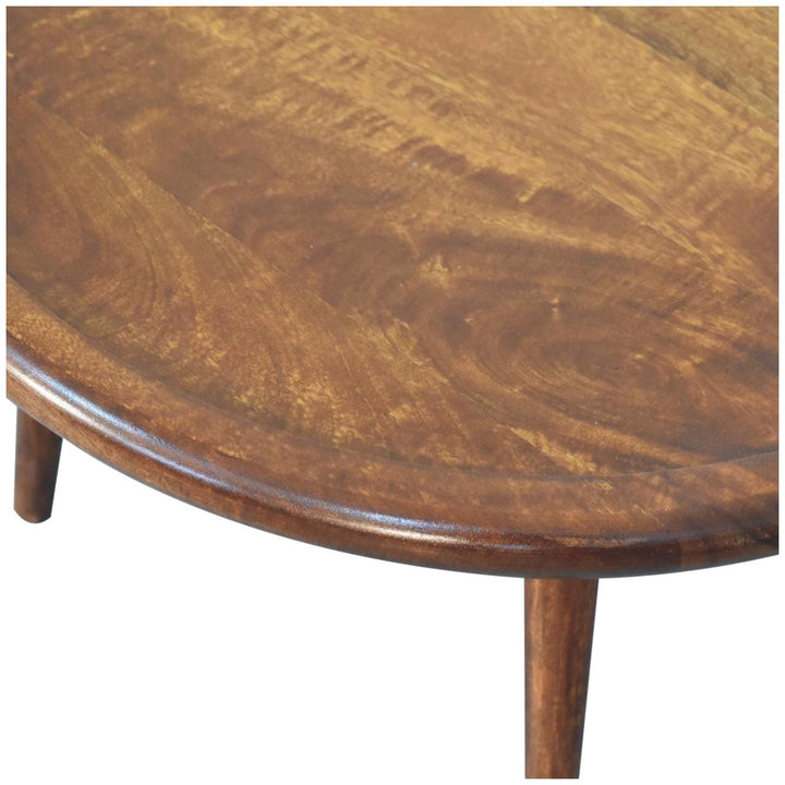 Chestnut Plate Coffee Table - Solid Mango Wood Center Table for Living Room - product view 5 showing handcrafted solid...