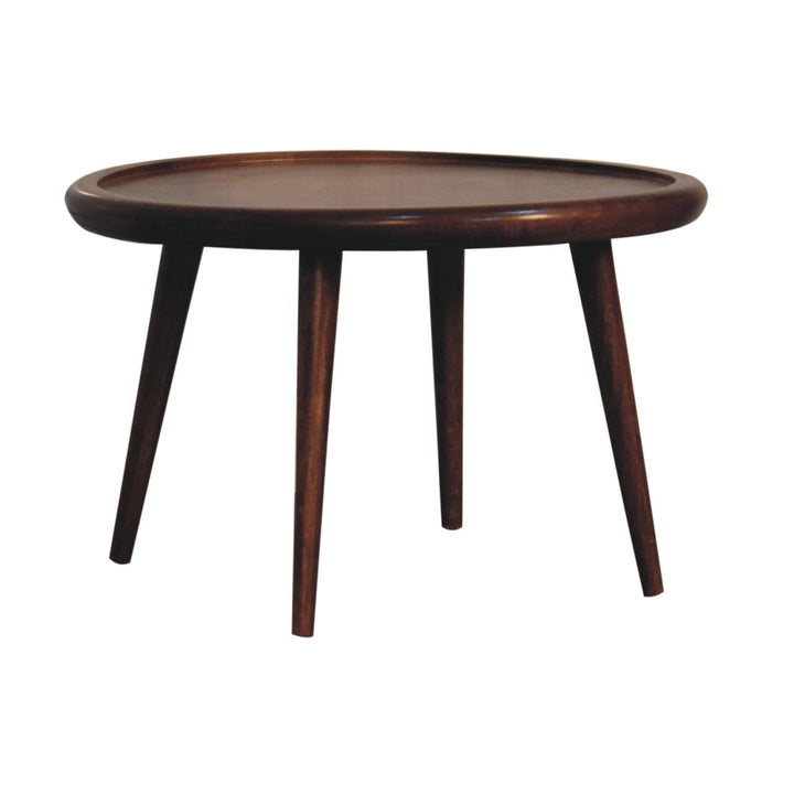 Chestnut Plate Coffee Table - Solid Mango Wood Center Table for Living Room - product view 4 showing handcrafted solid...