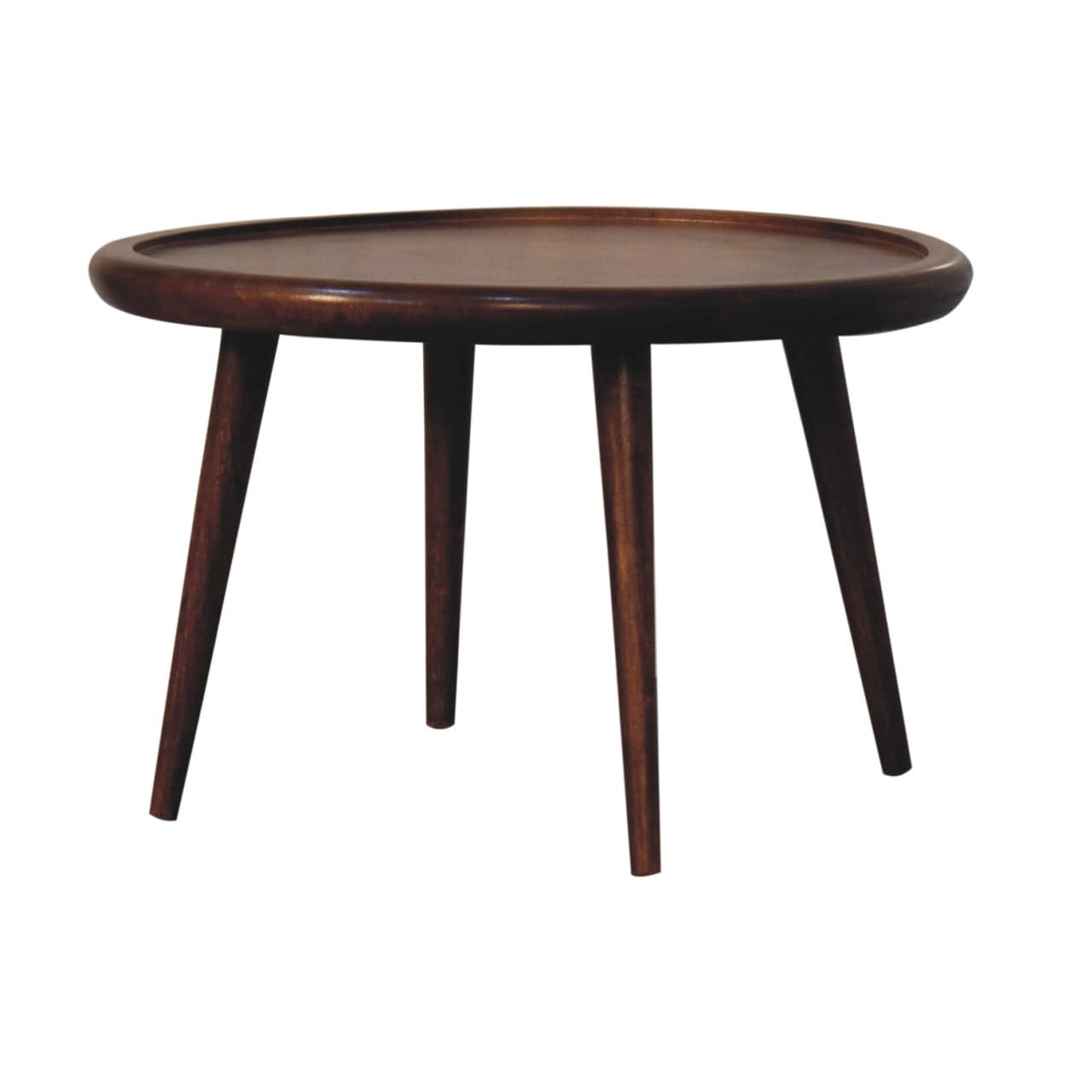 Chestnut Plate Coffee Table - Solid Mango Wood Center Table for Living Room - product view 3 showing handcrafted solid...
