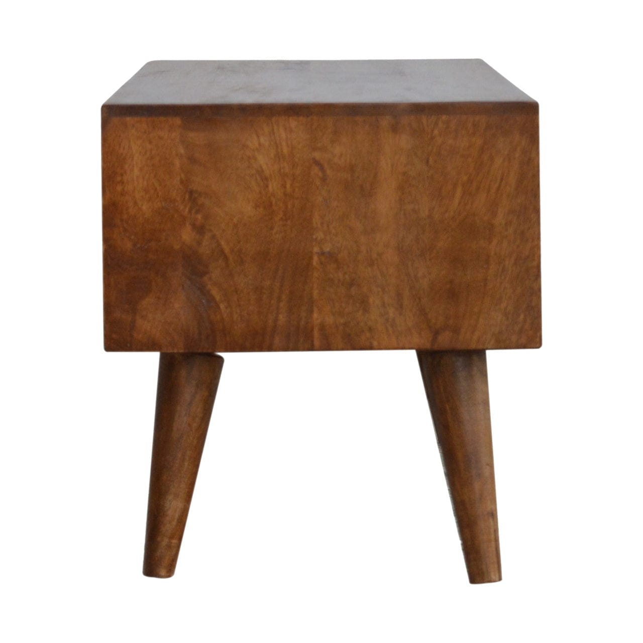 Chestnut Prism Sliding TV Stand - Solid Mango Wood Entertainment Center for Living Room - product view 7 showing...
