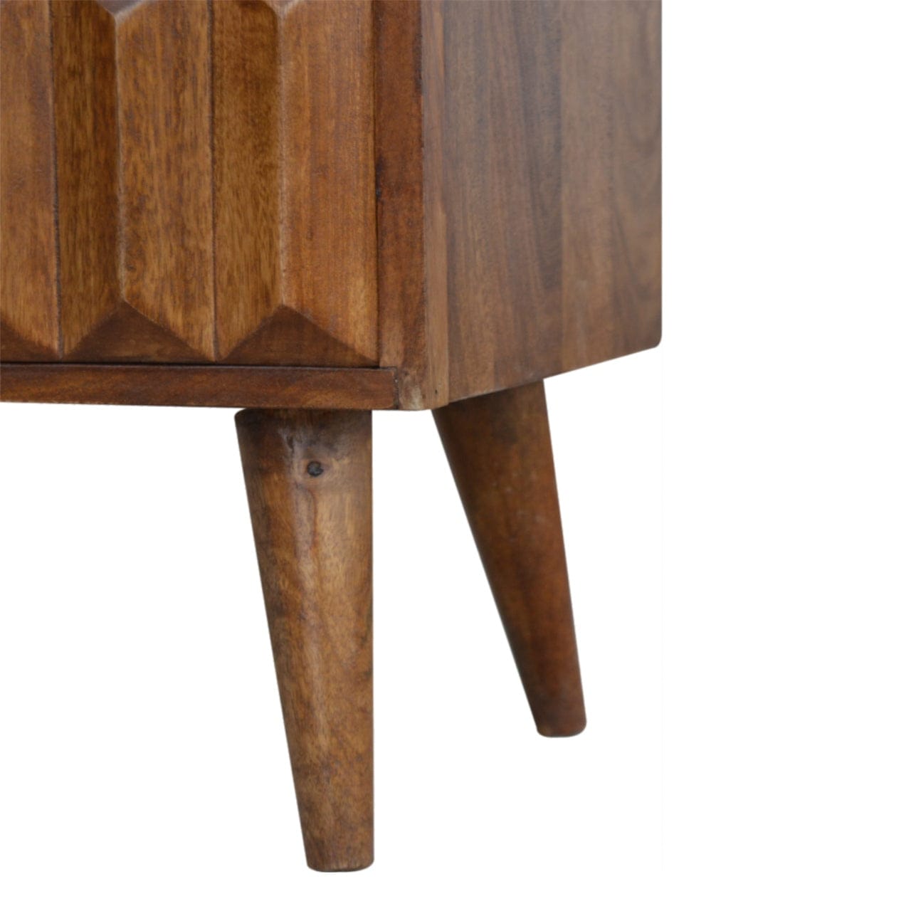 Chestnut Prism Sliding TV Stand - Solid Mango Wood Entertainment Center for Living Room - product view 5 showing...