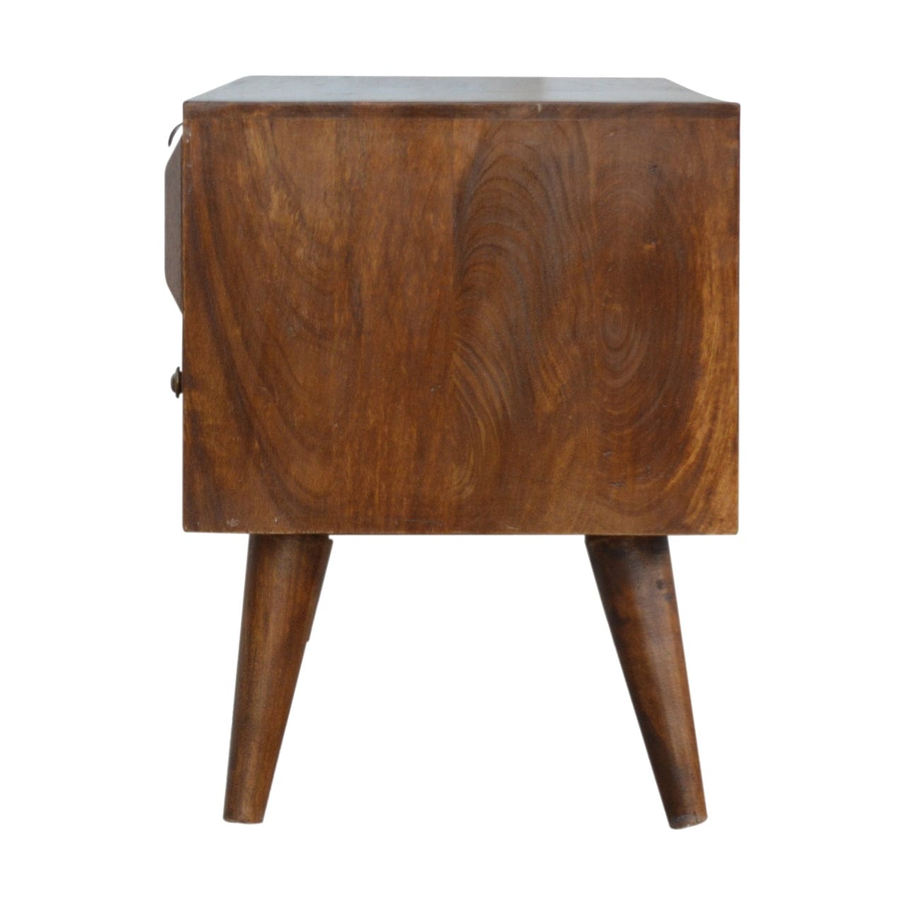 Chestnut Prism TV Stand - Solid Mango Wood Entertainment Center for Living Room - product view 7 showing handcrafted...