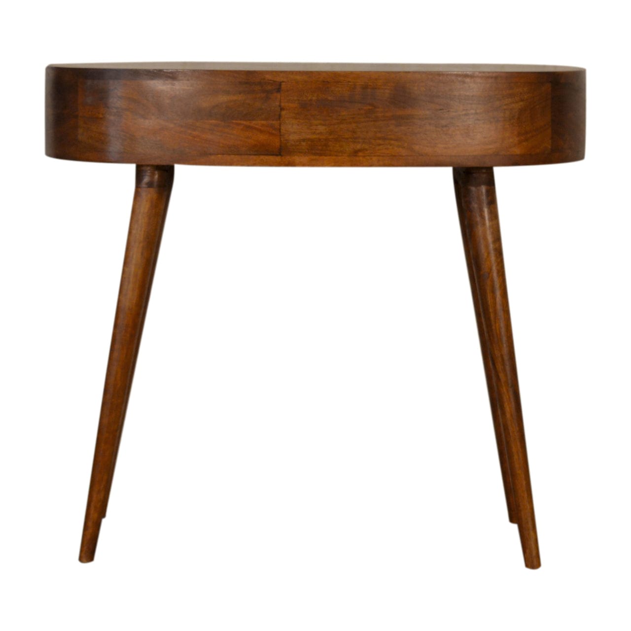 Chestnut Rounded Writing Desk - Solid Mango Wood Writing Table for Home Office - product view 8 showing handcrafted solid...