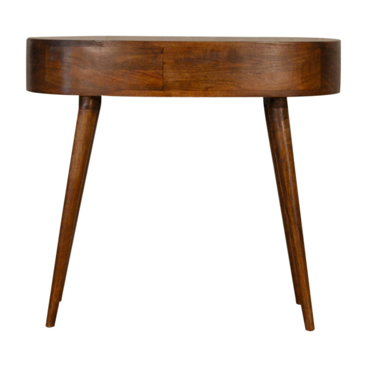 Chestnut Rounded Writing Desk - Solid Mango Wood Writing Table for Home Office - product view 8 showing handcrafted solid...