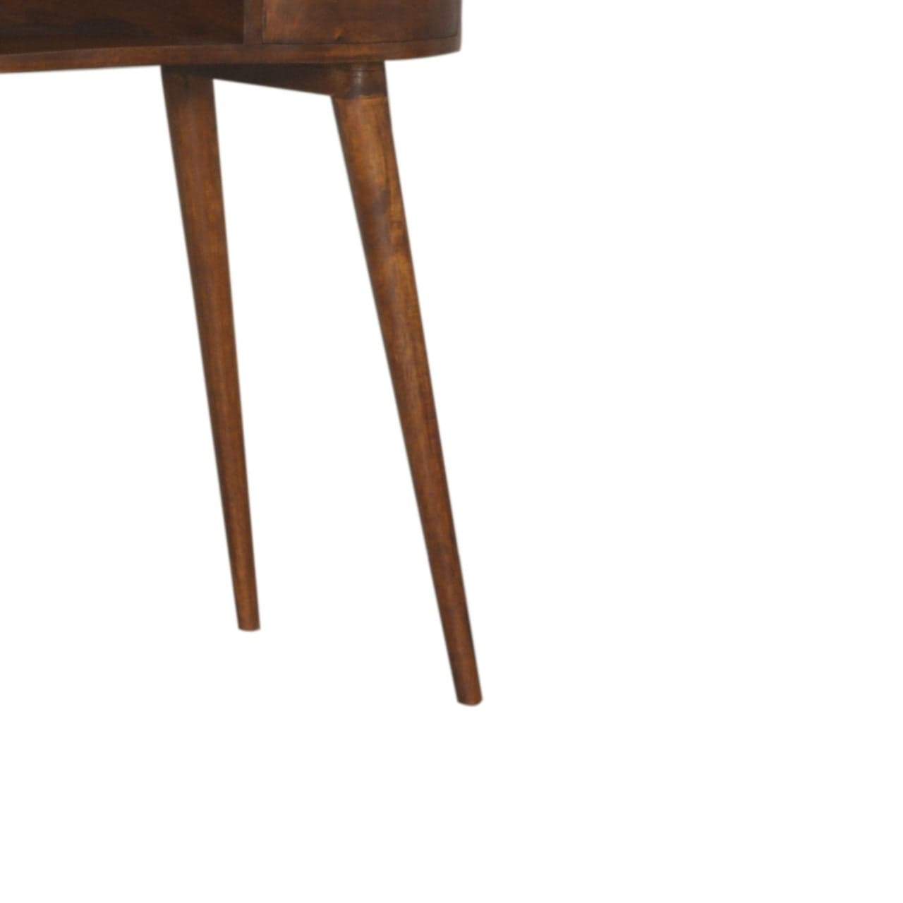 Chestnut Rounded Writing Desk - Solid Mango Wood Writing Table for Home Office - product view 6 showing handcrafted solid...