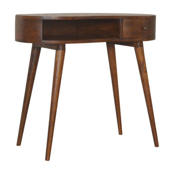 Chestnut Rounded Writing Desk - Solid Mango Wood Writing Table for Home Office - main view showing handcrafted solid...