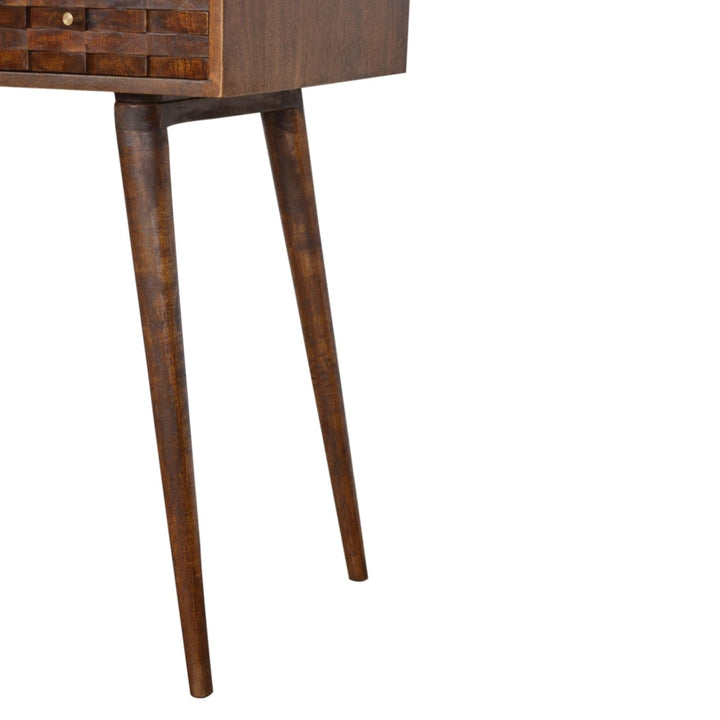 Chestnut Tile Writing Desk - Solid Mango Wood Writing Table for Home Office - product view 7 showing handcrafted solid...