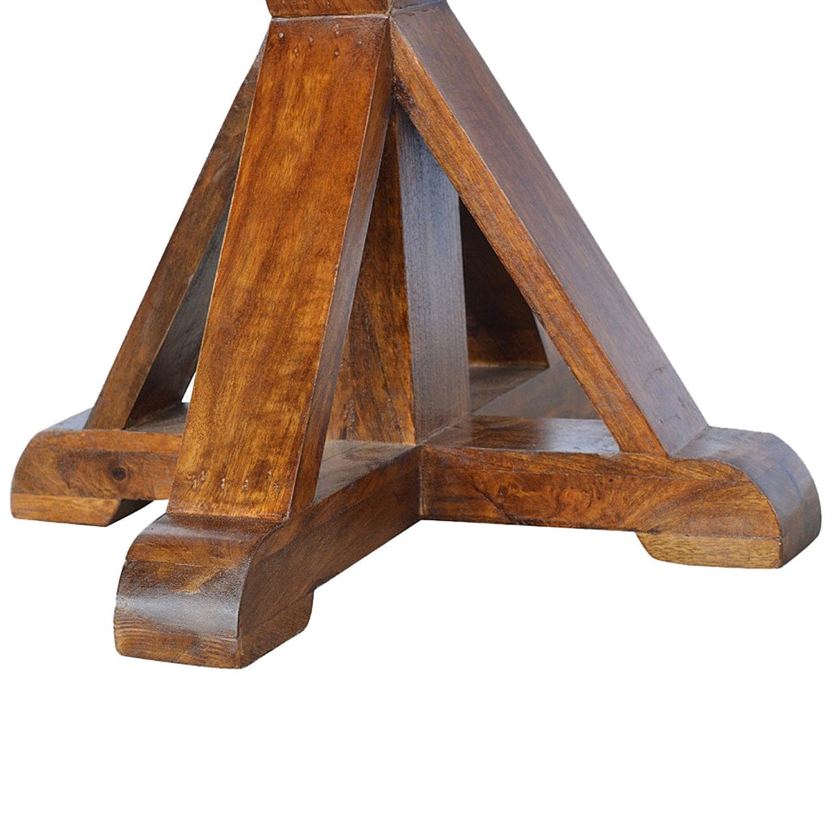 Chestnut Tristle Round Table for Bedroom in Solid Mango Wood - product view 5 showing handcrafted solid mango wood dresser