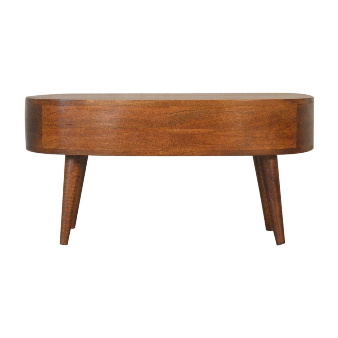 Chestnut Wave Coffee Table - Solid Mango Wood Center Table for Living Room - product view 9 showing handcrafted solid...