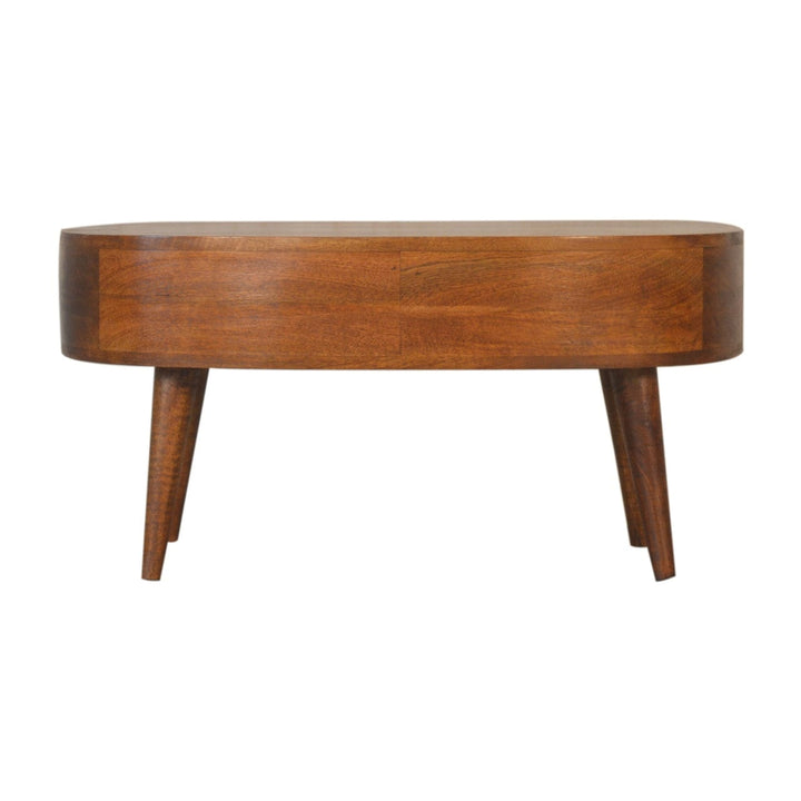 Chestnut Wave Coffee Table - Solid Mango Wood Center Table for Living Room - product view 9 showing handcrafted solid...