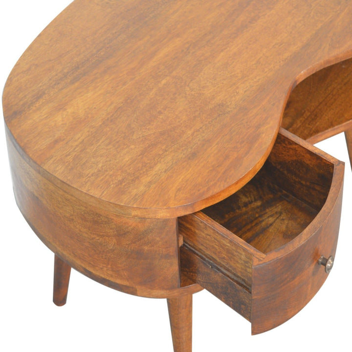 Chestnut Wave Coffee Table - Solid Mango Wood Center Table for Living Room - product view 5 showing handcrafted solid...