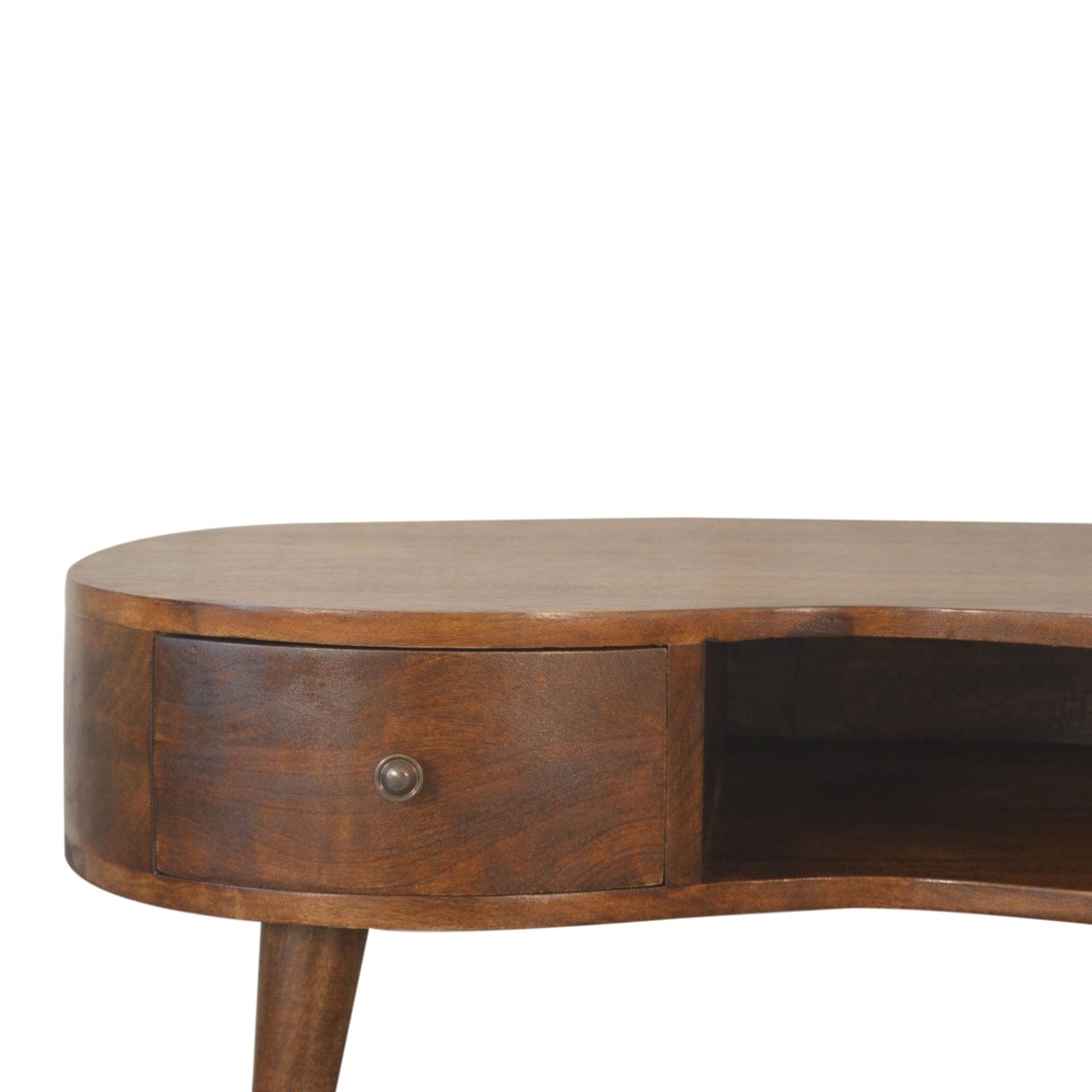 Chestnut Wave Coffee Table - Solid Mango Wood Center Table for Living Room - product view 4 showing handcrafted solid...