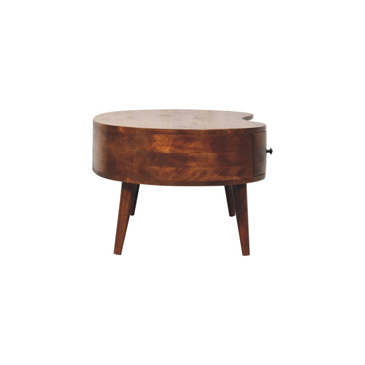 Chestnut Wave Coffee Table - Solid Mango Wood Center Table for Living Room - product view 9 showing handcrafted solid...