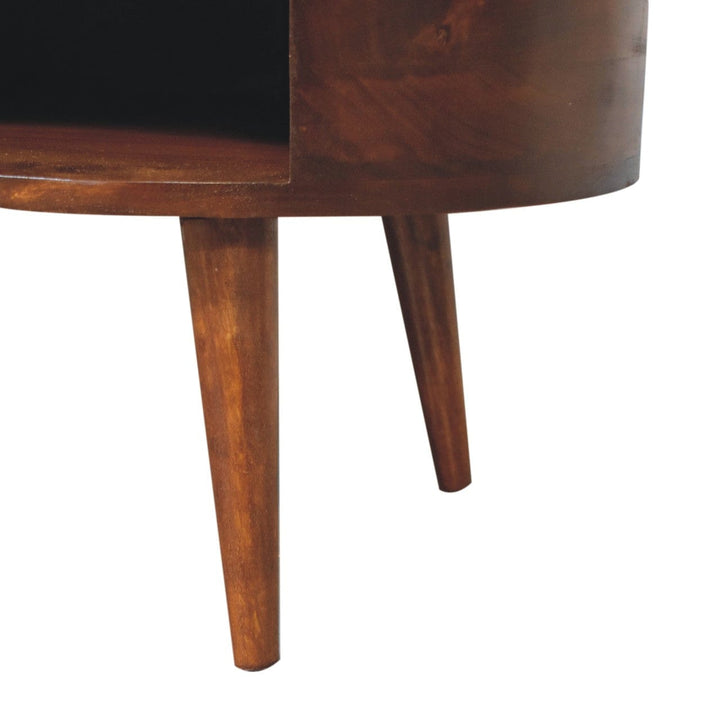 Chestnut Wave Coffee Table - Solid Mango Wood Center Table for Living Room - product view 8 showing handcrafted solid...