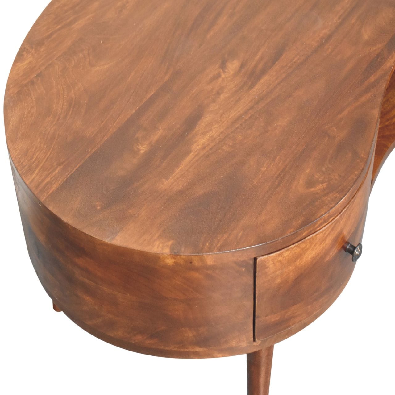 Chestnut Wave Coffee Table - Solid Mango Wood Center Table for Living Room - product view 6 showing handcrafted solid...