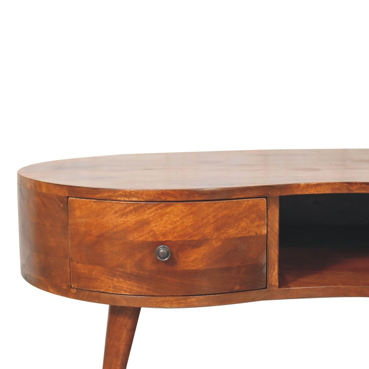 Chestnut Wave Coffee Table - Solid Mango Wood Center Table for Living Room - product view 5 showing handcrafted solid...
