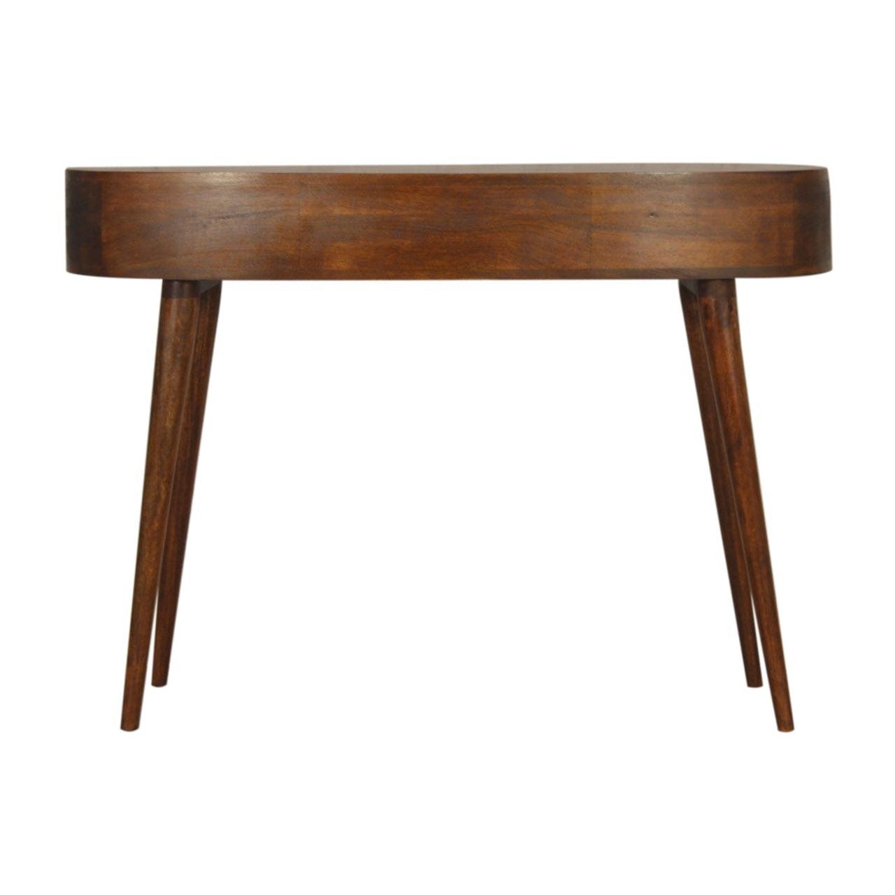 Chestnut Wave Writing Desk - Solid Mango Wood Writing Table for Home Office - product view 8 showing handcrafted solid...